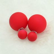 Dobbelt perleøreringe rød mat